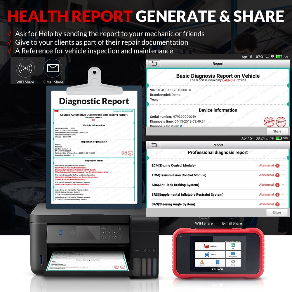 Professional OBD2 Vehicle Diagnostic Tool w/ Wi-Fi - Automotive Code Scanner