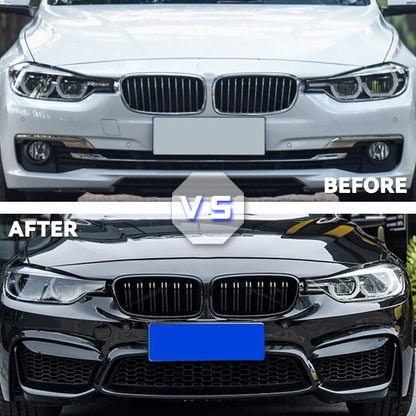 Black Kidney Grille Dual Slat Grille For BMW F30 F31 F35 2012-2018 320i 325i 328i